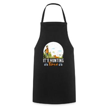 Temps de chasse amusant avec cor de chasse dans la nature - Tablier de cuisine - noir - Devant - AI Model Male 185 dark (185cm)