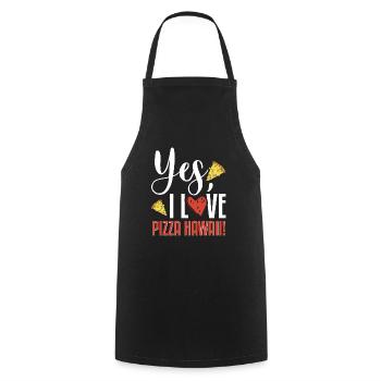Yes, I Love Pizza Hawaii Funny Pizza Making - Cooking Apron - black - Front - AI Model Male 185 dark (185cm)