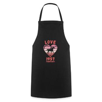 Love Horse Riding Birthday February 1957 - Cooking Apron - black - Front - AI Model Male 185 dark (185cm)