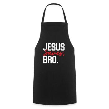 Jésus sauve frère religieux pasteur chrétien - Tablier de cuisine - noir - Devant - AI Model Male 185 dark (185cm)