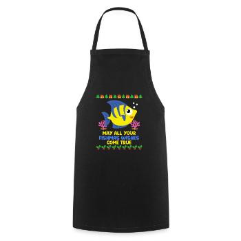 Que tous vos souhaits Fischmas se réalisent Aquarium - Tablier de cuisine - noir - Devant - AI Model Male 185 dark (185cm)