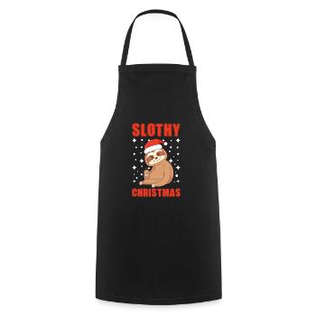 Slothy Christmas Sloth Christmas - Cooking Apron - black - Front - AI Model Male 185 dark (185cm)