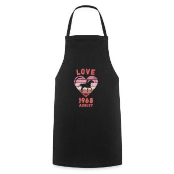 Amour équitation anniversaire août 1968 - Tablier de cuisine - noir - Devant - AI Model Male 185 dark (185cm)