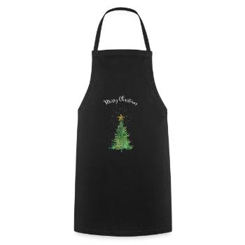Merry Christmas Christmas Tree Christmas Tree - Cooking Apron - black - Front - AI Model Male 185 dark (185cm)