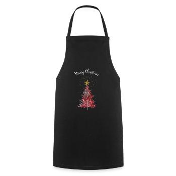 Merry Christmas Christmas Tree Christmas Tree - Cooking Apron - black - Front - AI Model Male 185 dark (185cm)