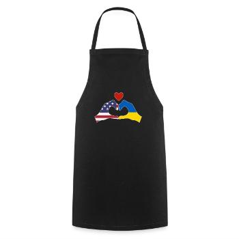 America Supports Ukraine Love Heart - Cooking Apron - black - Front - AI Model Male 185 dark (185cm)