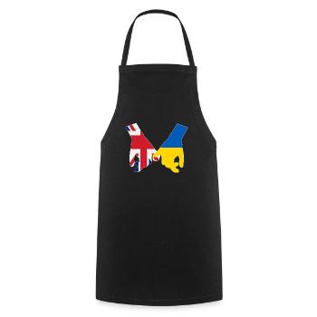 UK supports Ukraine Love Heart - Cooking Apron - black - Front - AI Model Male 185 dark (185cm)