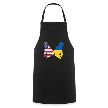 UK supports Ukraine Love Heart - Cooking Apron - black - Front - AI Model Male 185 dark (185cm)