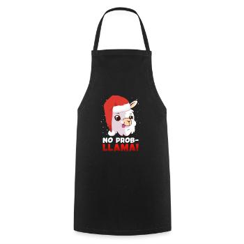 No Prob LLama Lampa Alpaca Christmas - Cooking Apron - black - Front - AI Model Male 185 dark (185cm)