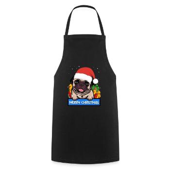 Mops Hund Hundebesitzer Merry Christmas - Kochschürze - Schwarz - Vorne - AI Model Male 185 dark (185cm)