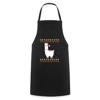 Noël moche Lama Alpaga Noël - Tablier de cuisine - noir - Devant - AI Model Male 185 dark (185cm)