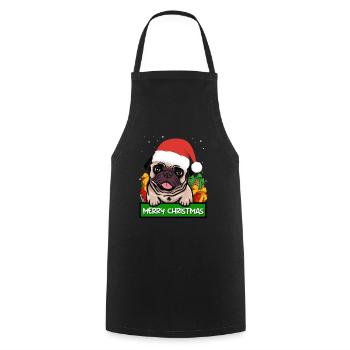 Pug Dog Propriétaire de chien Joyeux Noël - Tablier de cuisine - noir - Devant - AI Model Male 185 dark (185cm)