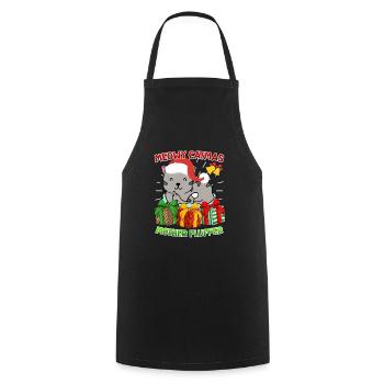 Merry Catmas Mother Fluffer Cat Owner Cats - Cooking Apron - black - Front - AI Model Male 185 dark (185cm)