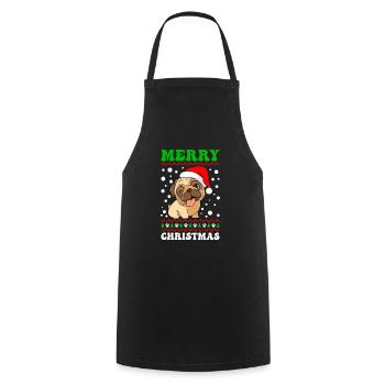 Joyeux Noël chien carlin chien propriétaire carlin - Tablier de cuisine - noir - Devant - AI Model Male 185 dark (185cm)