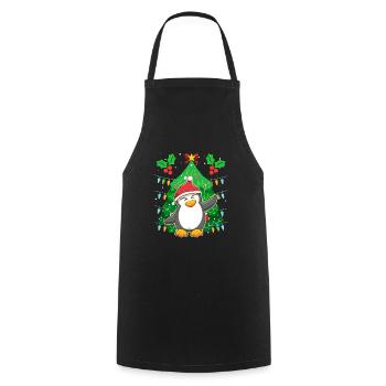 Pinguin Weihnachten Pinguin Tannenbaum - Kochschürze - Schwarz - Vorne - AI Model Male 185 dark (185cm)