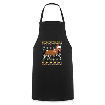 Cavalier de cheval de Noël moche - Tablier de cuisine - noir - Devant - AI Model Male 185 dark (185cm)