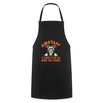American Staffordshire Bull Terrier Staffy Dog - Cooking Apron - black - Front - AI Model Male 185 dark (185cm)