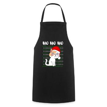 Funny Cat Ho Ho Nicholas Hats Kitten - Cooking Apron - black - Front - AI Model Male 185 dark (185cm)
