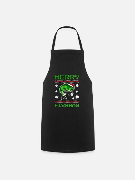 Ugly Christmas Angler Fisch Fischer Weihnachten - Kochschürze - Schwarz