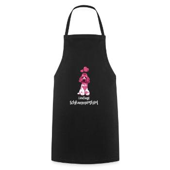 Lieblings Schlummershirt mit Pudel Herz Hundemotiv - Kochschürze - Schwarz - Vorne - AI Model Male 185 dark (185cm)