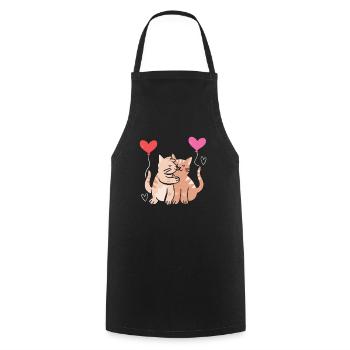 Katzenliebhaber Valentinstag Herztag Amor Liebe - Kochschürze - Schwarz - Vorne - AI Model Male 185 dark (185cm)