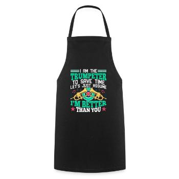 Trumpeter Trumpet Instrument Brass Music - Cooking Apron - black - Front - AI Model Male 185 dark (185cm)