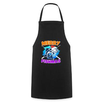 Merry Fishmas Fishing - Kochschürze - Schwarz - Vorne - AI Model Male 185 dark (185cm)