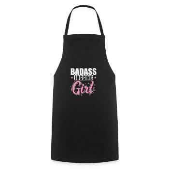 Badass Jogging Girl Fitness Sport Running - Cooking Apron - black - Front - AI Model Male 185 dark (185cm)