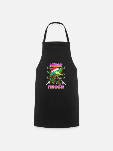 Angler Weihnachten Merry Fishmas Fisch - Kochschürze - Schwarz