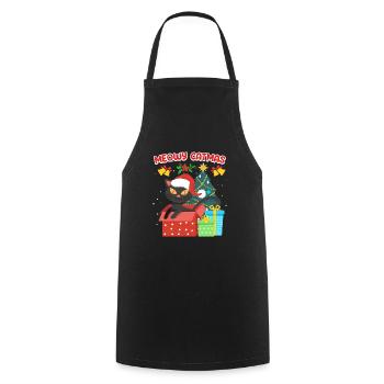 Meowy Catmas - Cooking Apron - black - Front - AI Model Male 185 dark (185cm)