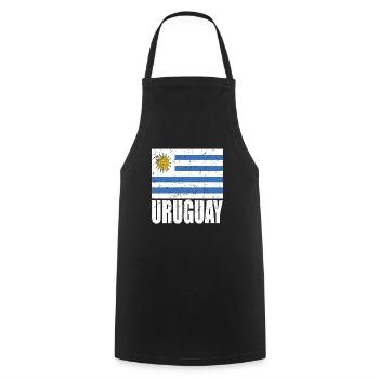 Uruguay Flag - Cooking Apron - black - Front - AI Model Male 185 dark (185cm)