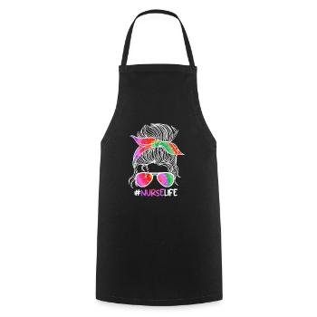 Nurse Life I am a nurse - Cooking Apron - black - Front - AI Model Male 185 dark (185cm)