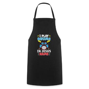 Drum Player Jesus Drum set Pick Jesus Drums Player - Cooking Apron - black - Front - AI Model Male 185 dark (185cm)