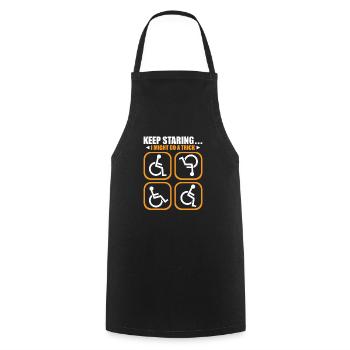 Handicapped Wheelchair Cyborg Leg Arm Amputee - Cooking Apron - black - Front - AI Model Male 185 dark (185cm)