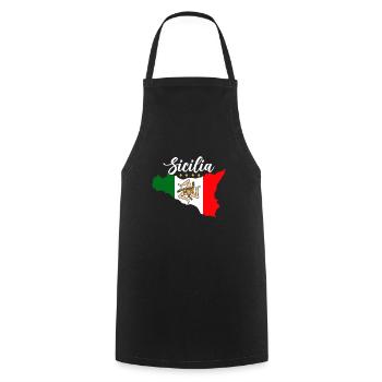 Sizilien flagge Sizilien Palermo Italien - Kochschürze - Schwarz - Vorne - AI Model Male 185 dark (185cm)