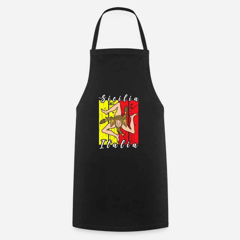 Sicile drapeau Sicile Palerme Italie - Tablier de cuisine - noir