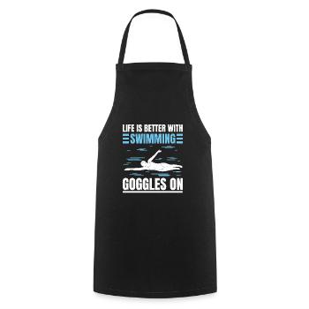 Schimmer Schwimmen La vie est meilleure avec la natation - Tablier de cuisine - noir - Devant - AI Model Male 185 dark (185cm)