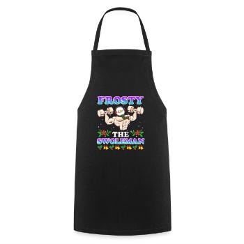 Bodybuilder Snowman Frosty the Swoleman - Cooking Apron - black - Front - AI Model Male 185 dark (185cm)
