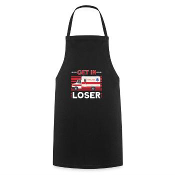 Paramedic First Responder Ambulance Driver - Cooking Apron - black - Front - AI Model Male 185 dark (185cm)
