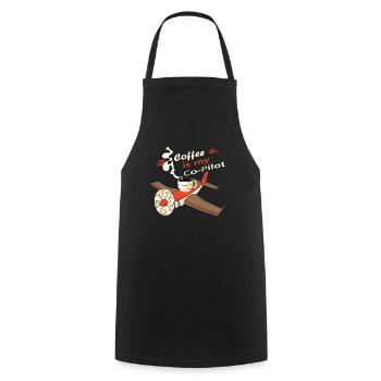 Le café est ma boisson d’avion assistant copilote - Tablier de cuisine - noir - Devant - AI Model Male 185 dark (185cm)