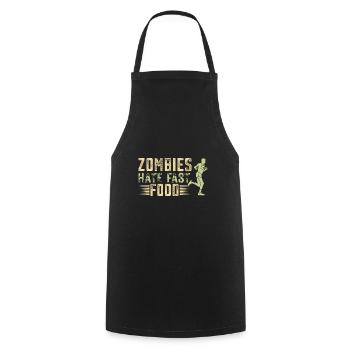 Marathon running zombies hate fast food - Cooking Apron - black - Front - AI Model Male 185 dark (185cm)