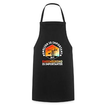 English is important but engineering is - Cooking Apron - black - Front - AI Model Male 185 dark (185cm)