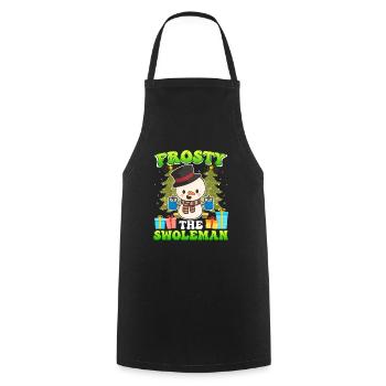 Frosty the Swoleman Snowman Weight Training - Cooking Apron - black - Front - AI Model Male 185 dark (185cm)