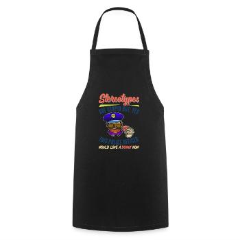 Ce policier aime un beignet drôle de stéréotypes - Tablier de cuisine - noir - Devant - AI Model Male 185 dark (185cm)