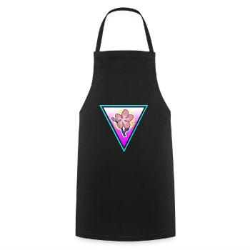 Retro Sakura Bloom Flower Vapor Wave Designs - Cooking Apron - black - Front - AI Model Male 185 dark (185cm)