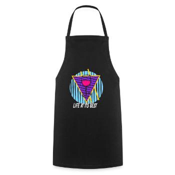 La vie à son meilleur Rétro Wine Lover Vapor Wave - Tablier de cuisine - noir - Devant - AI Model Male 185 dark (185cm)