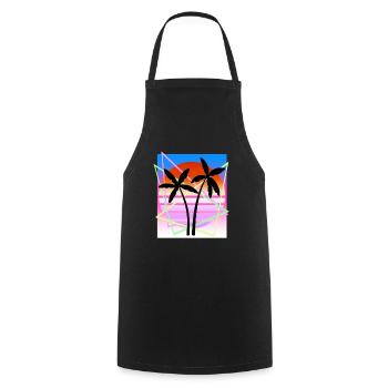 Cool Retro Palm Tree Island Vapor Wave Designs - Tablier de cuisine - noir - Devant - AI Model Male 185 dark (185cm)