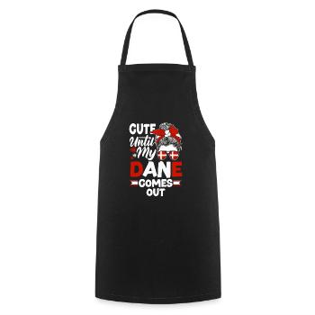 Denmark Danish Flag Cute Until my Dane Comes Out - Cooking Apron - black - Front - AI Model Male 185 dark (185cm)