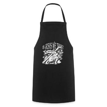 In Jesus We Trust Bible of Faith -Orthodoxy - Cooking Apron - black - Front - AI Model Male 185 dark (185cm)