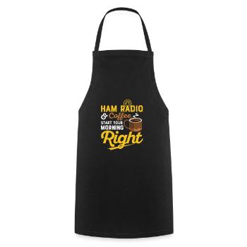 Ham radio & coffee - start your morning right Amat - Cooking Apron - black - Front - AI Model Male 185 dark (185cm)